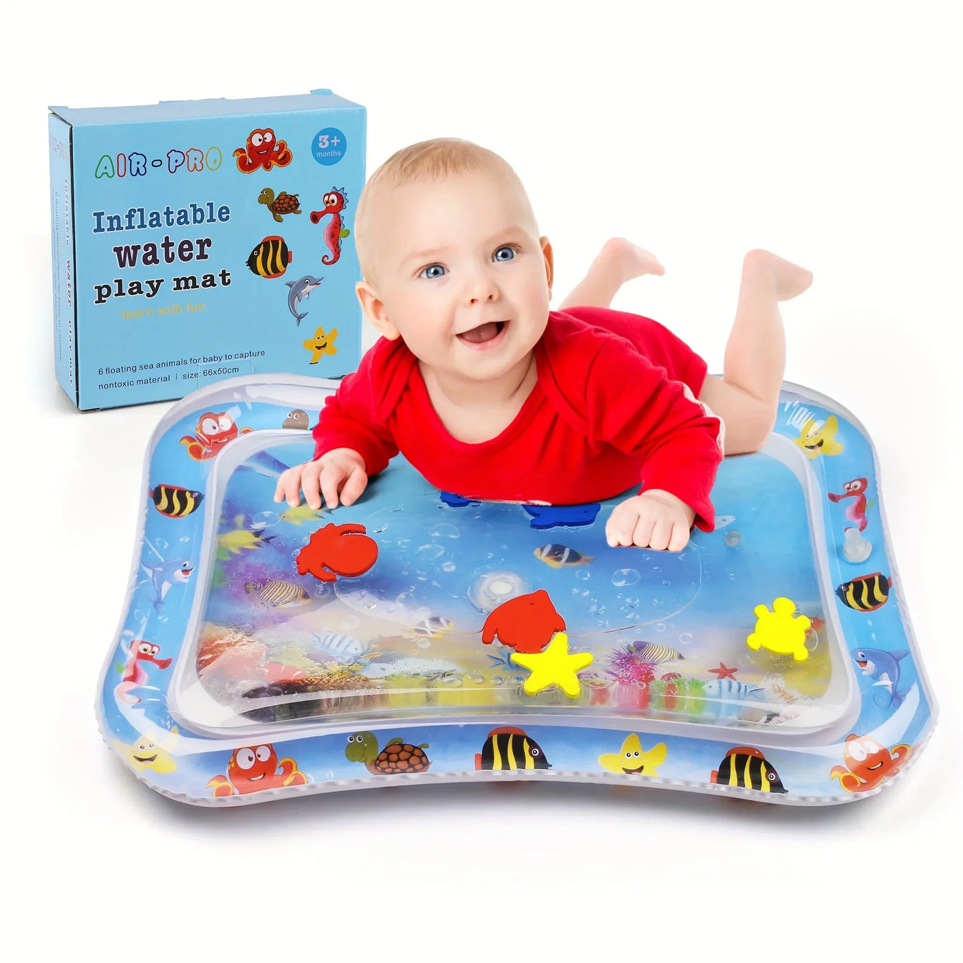 Tummy Time Water Mat with Gift Box for Infants Toddlers Baby 3 Months+, 26x20 in,waterplay,outdoor,summer fun,Christmas gift