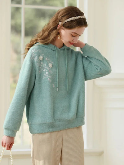 I BELIEVE YOU Hooded Cashmere Thick Sweater for Women 2024 Soft Loose Winter New Knitted Top Gentle Thick Hoodie 2224194822