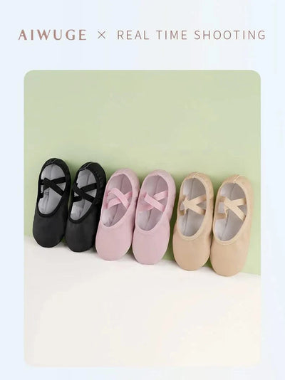 PU Ballet Shoes for Toddler Girls Children Dance Shoe Leather Ballet Flats Kids Soft Sole Gymnastics Shoes Dancing Slippers