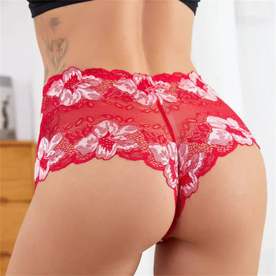 New 2023 Transparent Underwear Women Sexy Lace Panties Women Bikini Bottom Boyshorts Hollow Out Ladies Floral Boxers M-XXL