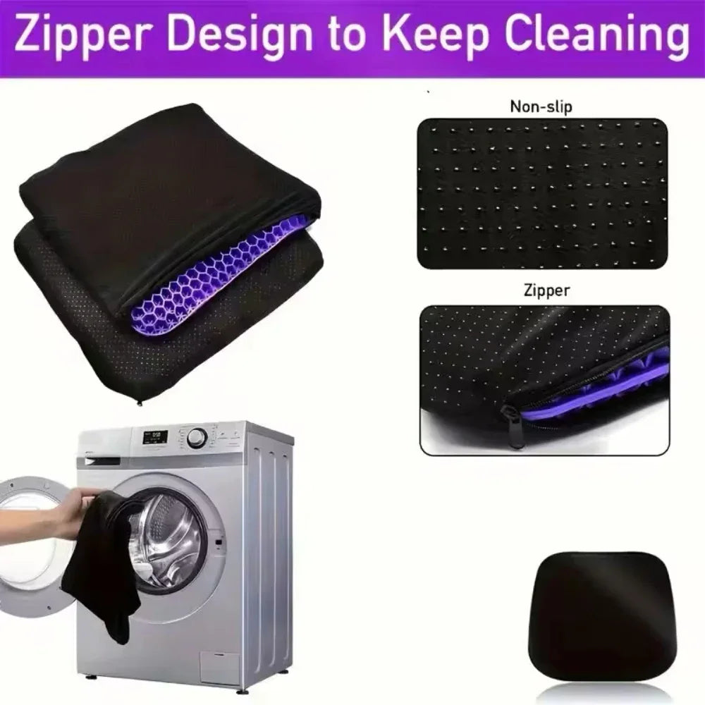Gel seat cushion with non-slip cover,honeycomb design,pressure relief, breathable cooling cushions for car office home summer