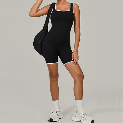 Backless Scrunch Sporty Jumpsuit Gym Set Tracksuit Women's Fitness Overalls Sexy Hollow One-Piece Sport Suit Workout Jumpsuit