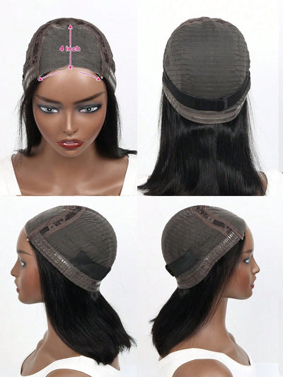 Bob Wig Human Hair 4x4 Glueless Wigs Human Hair Pre Plucked Pre Lace Frontal Wigs 180% Density Straight Short Wigs for Woman