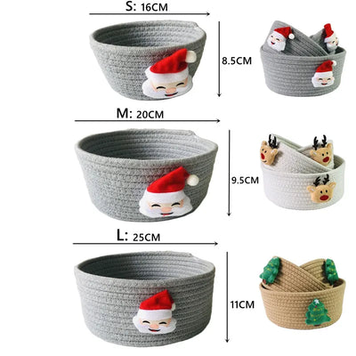 Hand Woven Storage Basket Christmas Present Candy storage Baskets Cartoon Kids Toys Desktop Organizer Sundries Storage Box