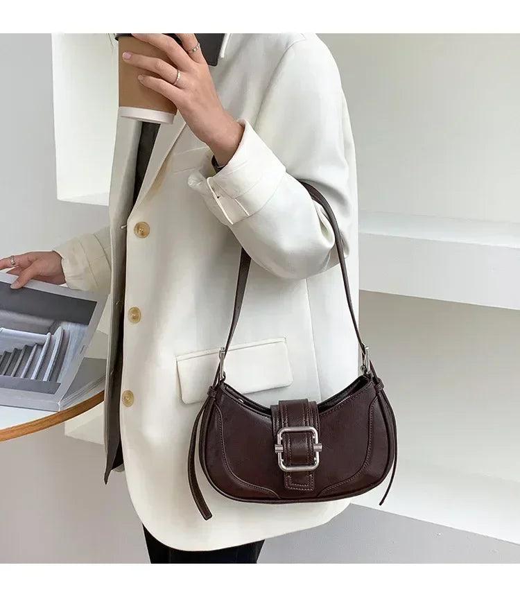 Fashion handbags for women half-moon leather hasp lady shoulder crossbody bag luxury designer ladies underarm bags hobo