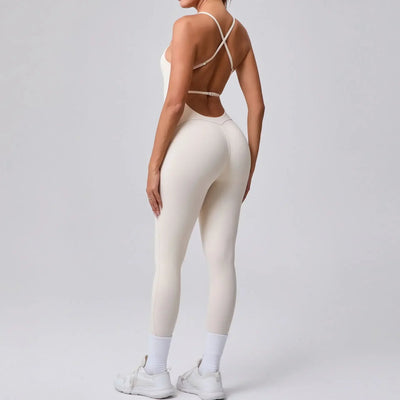 Seamless Yoga Jumpsuits Sports Fitness Cross Straps Beauty Back Peach Hip Raise Tight One-piece Gym Workout Tracksuits for Women