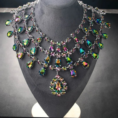 Exaggarete Multilayer Necklace Choker Wedding Decoration Gift 2025 Dramatic Water Drop Crystal Chunky Choker for Bridal Austrian