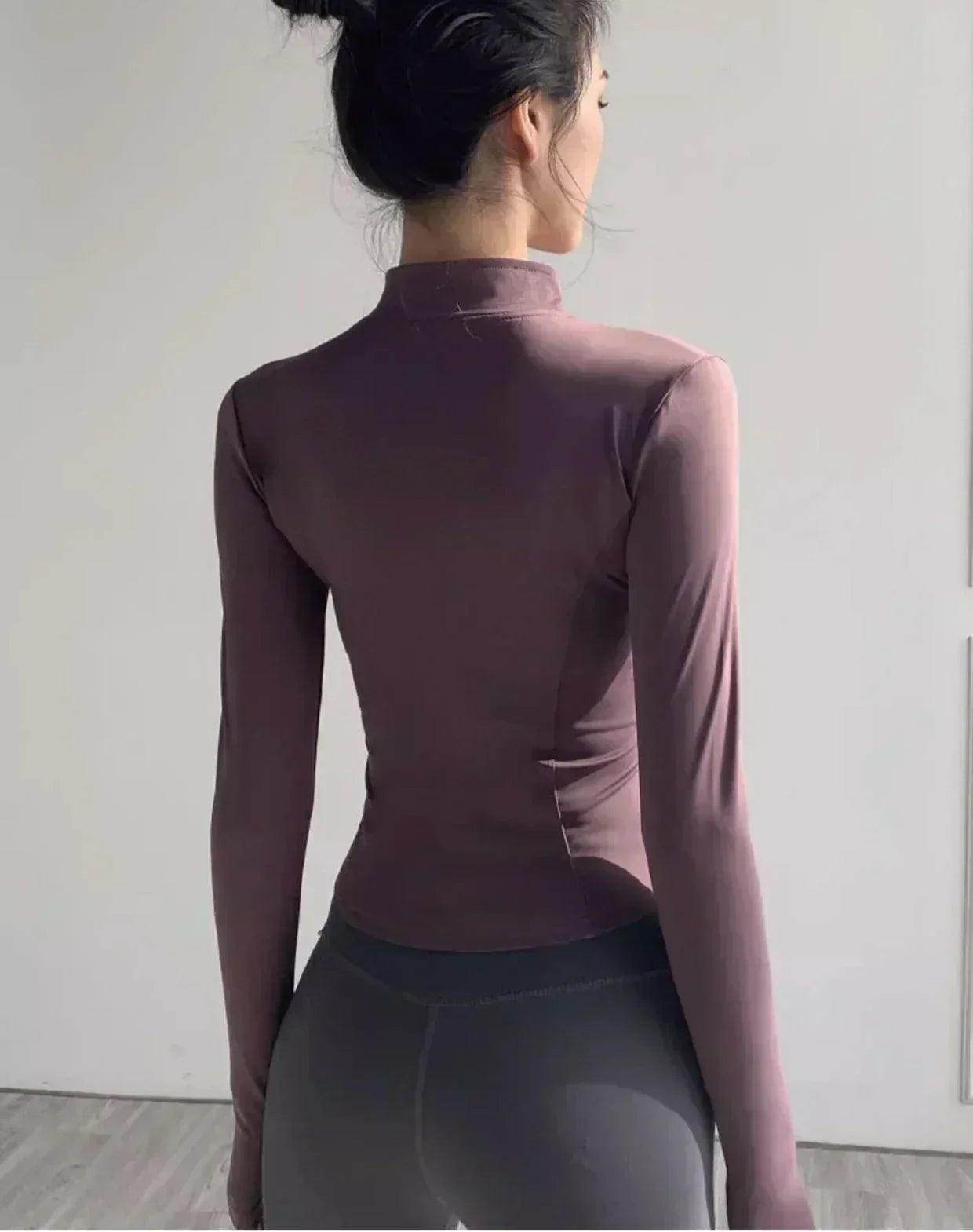 Women’s quick-drying sun protection sport coat tight yoga wear long sleeve cardigan running fitness jacket zipper