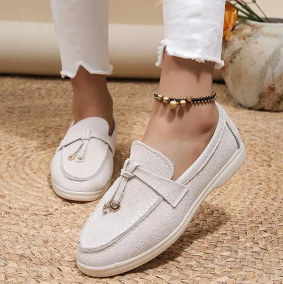 Women's Fashion Flat Casual Shoes Faux Suede Elegant Loafers Design Breathable Slip on Shoes Autumn Casual Business Women Shoes