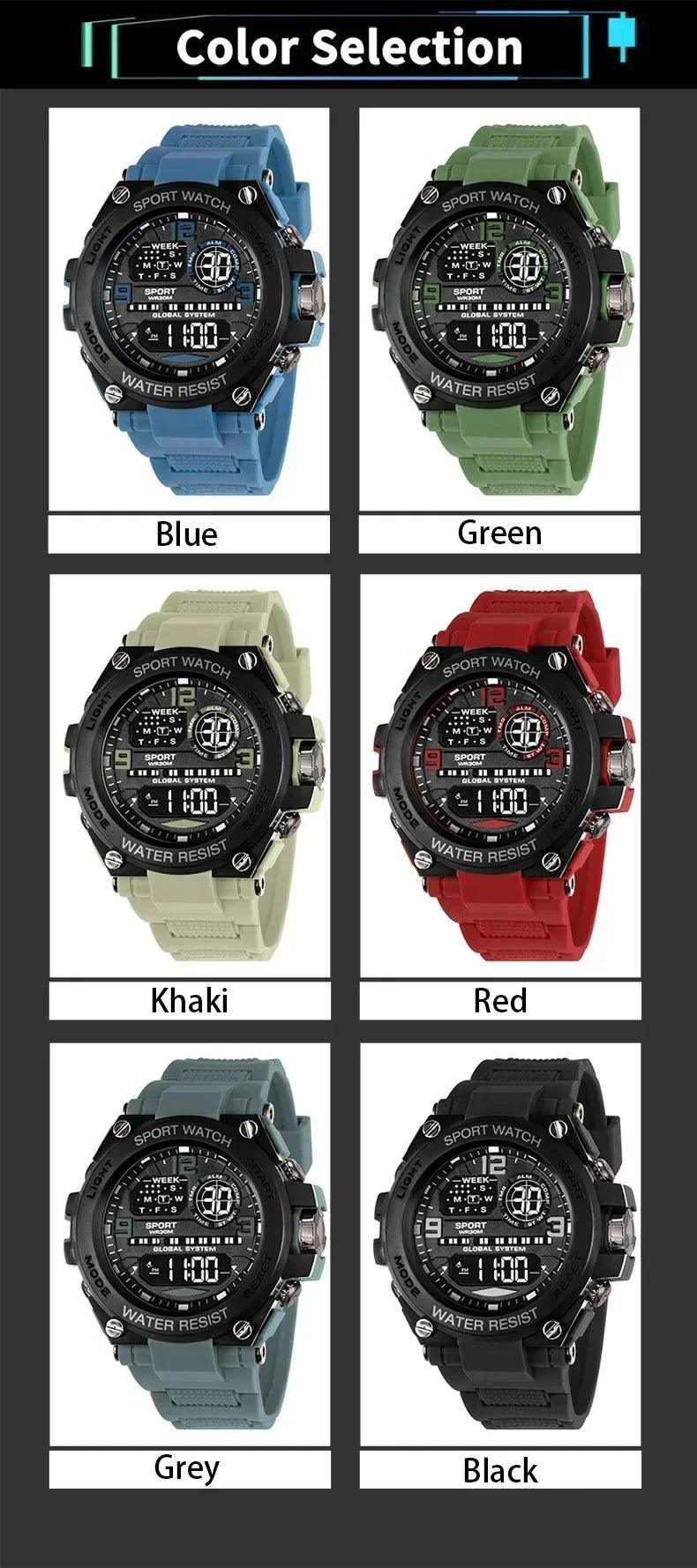Top luxury electronic watch for man outdoor sport stopwatch waterproof calendar digital clock 24355