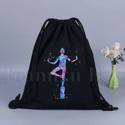 Tumbling Gymnastics Girl Gymnast Women Rhythmic Balance Beam Aerial Yoga Drawstring Backpack Sackpack String Bag String Bags