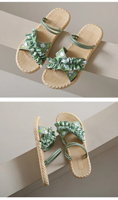 2025 New Floral Flip Flops for Women - Fashion Flat Sandals, Non-Slip Summer Slides for Beach/Outdoor, Trendy Ladies Casual Shoe