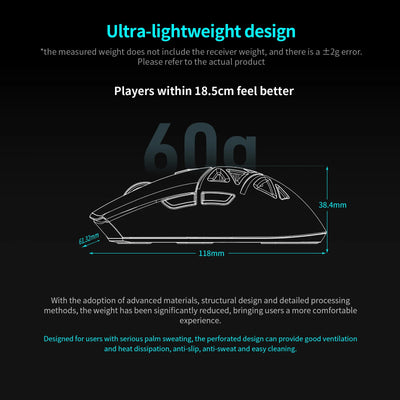 RAWM SL01C Bluetooth Wireless Gaming Mouse Tri-Mode Lightweight Rechargable Esports Mouse 7 Programmable Buttons PC Gamer Custom
