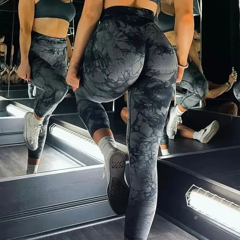 Women Gym Tie Dye Leggings Butt Lifting