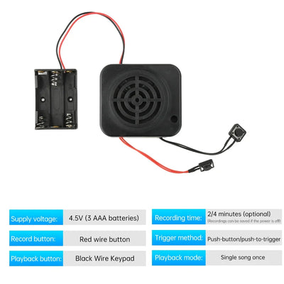 Recordable sound module 2/4 minute recorder DIY voice recording module with speaker button control for music box greeting card