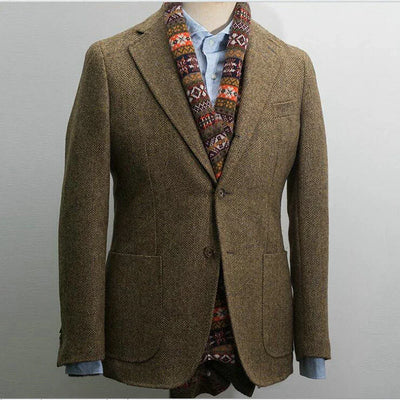 1Pieces Men's  Herringbone Single Breasted Slim Fit Casual Men's Blazers Sets Wool Coat for Men Blazers Luxury Designer Male