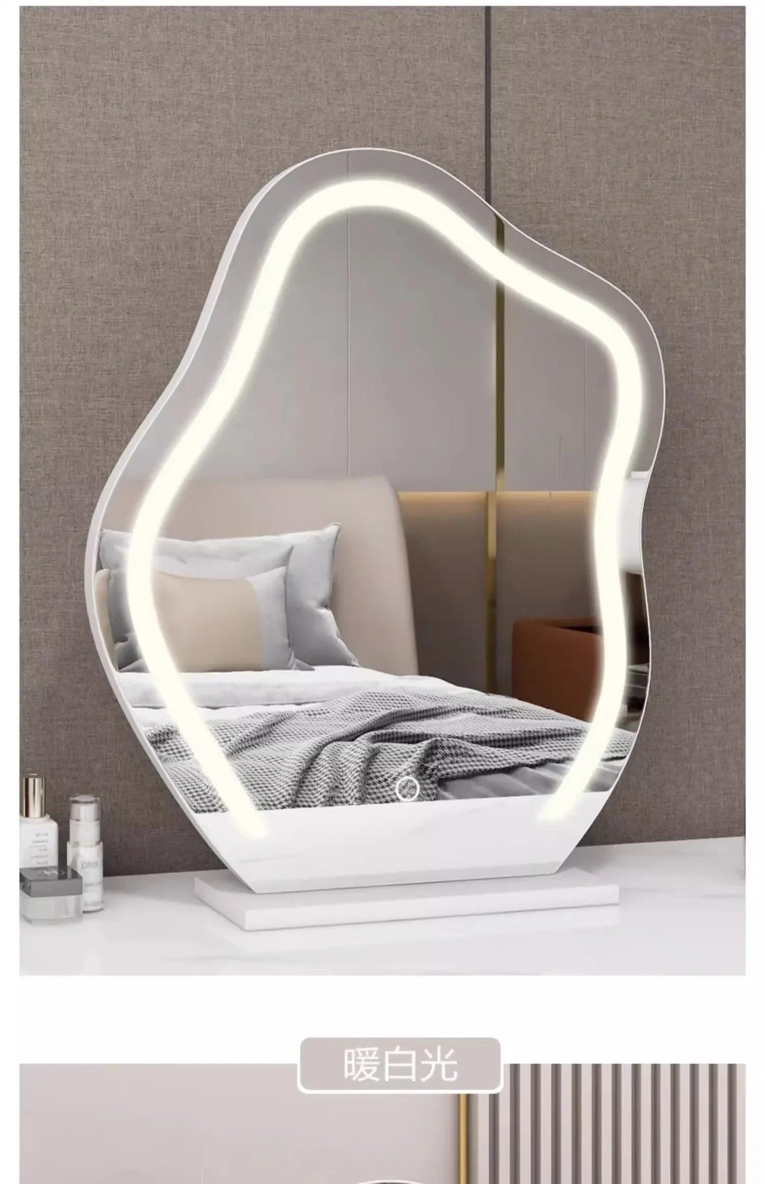 Lights irregular decorative mirrors jewelry standing asymmetrical bedroom mirror floor aesthetic espelho furniture