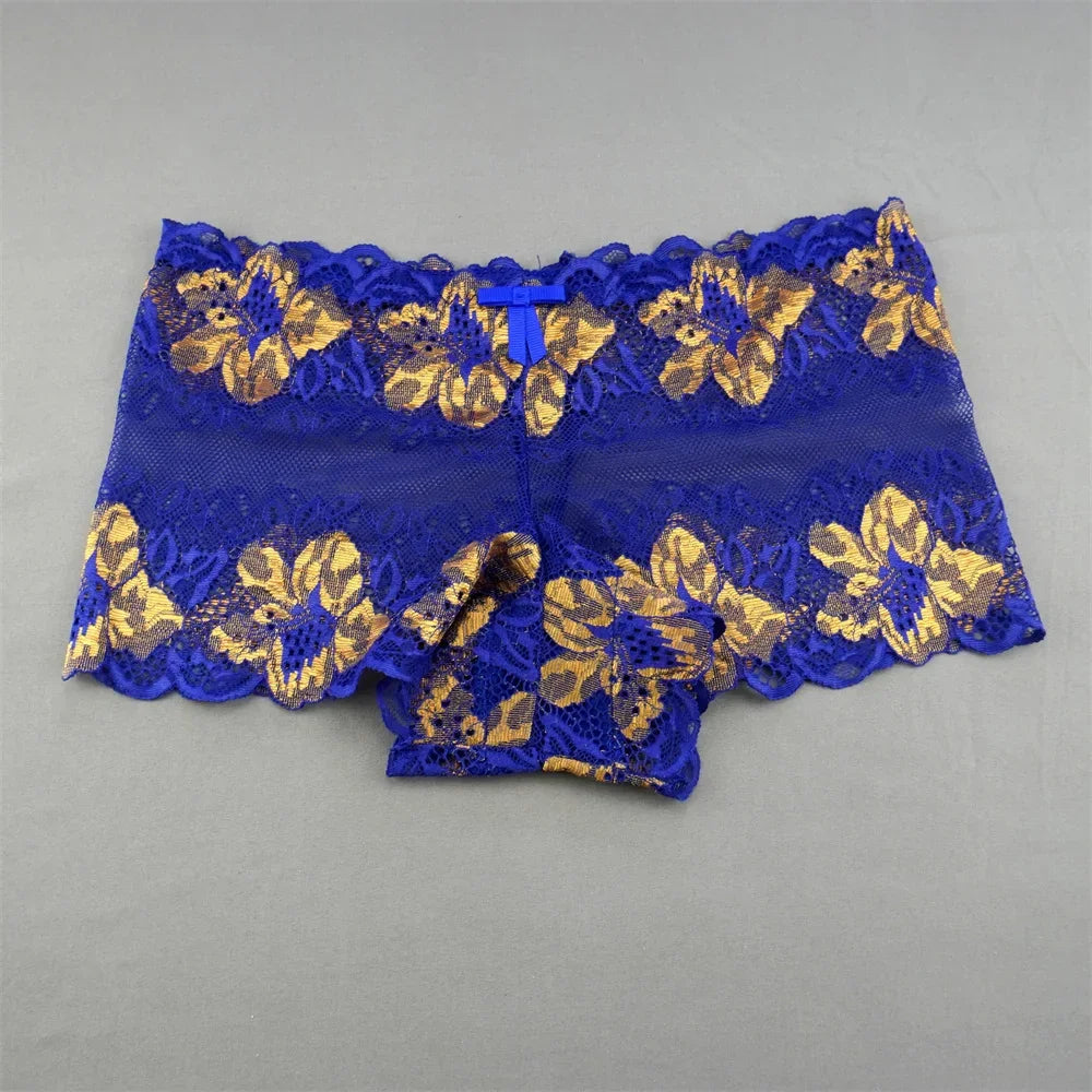 New 2023 Transparent Underwear Women Sexy Lace Panties Women Bikini Bottom Boyshorts Hollow Out Ladies Floral Boxers M-XXL