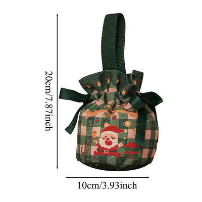 Christmas Gift Bag Candy Bags With Drawstrings Bow Cartoon Candy Packaging Box Party Supplies Linen Storage Bag Christmas decor