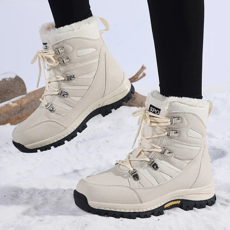 2025 New WinterFleece-Lined Thickened Wear-Resistant Outdoor Climbing Shoes Women's Cotton Snow Boots High-Top Cotton Shoes