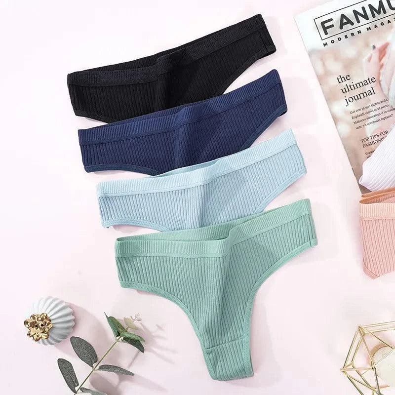 3Pcs/Lot Women's Panties Cotton Underwear Low Waist Briefs Girls Seamless Solid Color Underpant Female Sexy Tanga Thong T Back