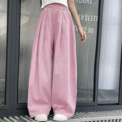 Teens Girls Casual Pants Summer Loose Cool Wide Leg Pants for Kids Daily All-match Thin Children Beach Trousers 8 10 12 14 Years