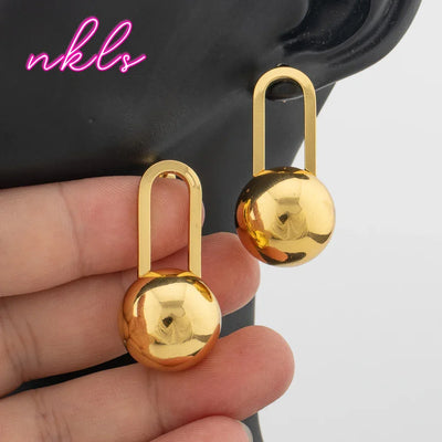 Fashion Bead Pendant Jewelry For Women Clip Earrings Set Gold Color Necklace Daily Wear Trendy Banquet Jewelry Accessories