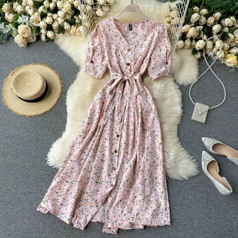 Korean Red elegant sexy Dress women Summer Autumn V-neck polka dot midi dress waist split dress vestidos de fiesta clothes