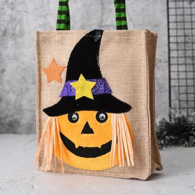 Halloween Decorations Party Gift Basket Pumpkin Ghost Felt Linen Candy Basket Bag for Kids Child