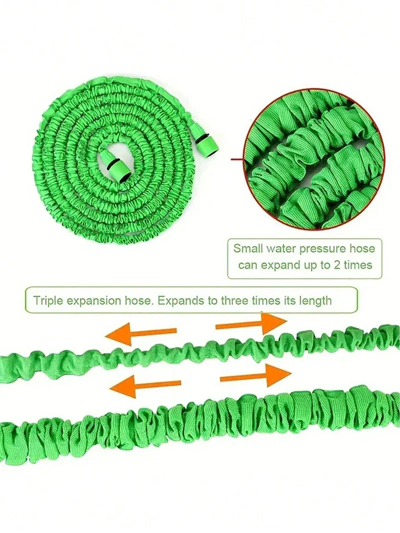 Retractable Garden Hose Flexible Hose with 7 Functional Nozzles, Outdoor Lightweight Hose Gun for Gardening Lawn Pet Cleaning