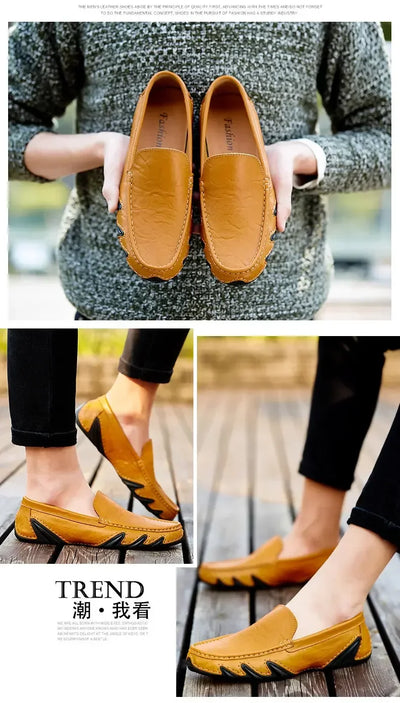 Autumn Shoes for Men Leather Casual Shoes Luxury Italian Men's Loafers Moccasins Breathable Black Versatile Driving Shoes 2024