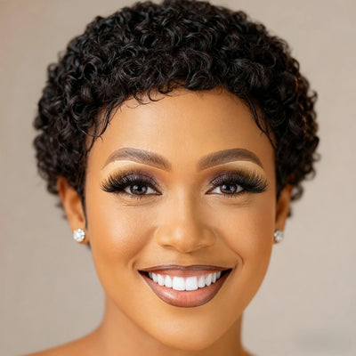 Short Curly Human Hair Wigs For Women Full Machine Made deep wave Wigs Human Hair Choice Cheap Wigs On Clearance Sale