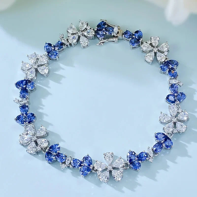Fashion fine Jewelry Making S925 Silver Bracelet Luxury Set with Diamond Flower Bracelet Bracelet Jewelry