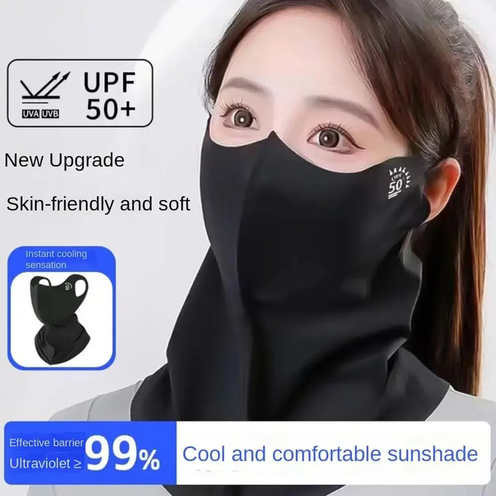UPF50+ Sun Protection Mask Fashion 3D Ice Silk Anti-UV Neck Scarf Sunscree Dustproof Sunshade Face Mask Outdoor