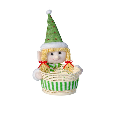 Christmas Delicate Lovely Candy Basket Family Festival Ambiance Ornaments For Snack Storage Holiday Party Decoration Supplies