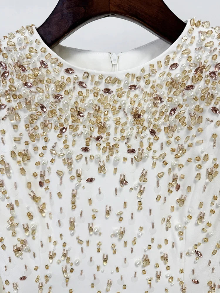 HIGH STREET Newest Fashion 2025 Designer Maxi Dresses Women's Formal Long Sleeve Luxurious Beaded Long Maxi Dress