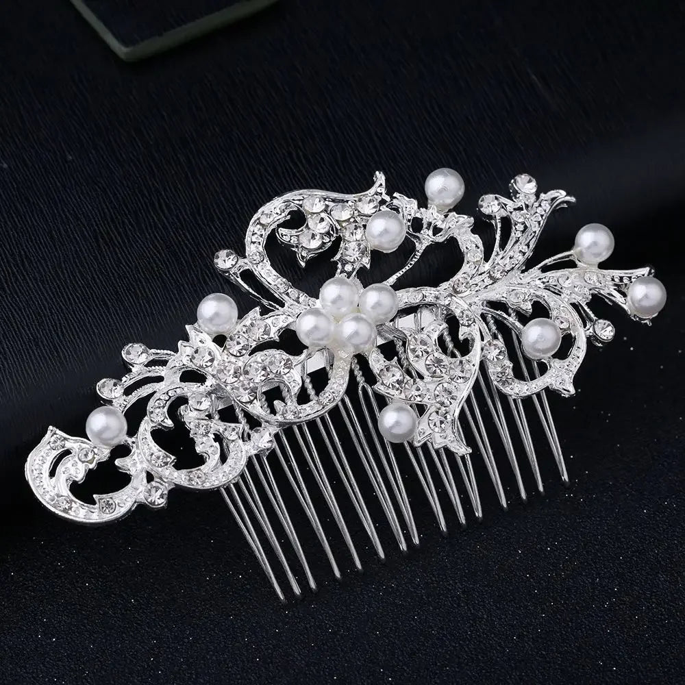 Elegant Floral Wedding Hair Accessories Women Flower Pearl Hair Comb Hairclip Diamond Hairpin Fashion Jewelry