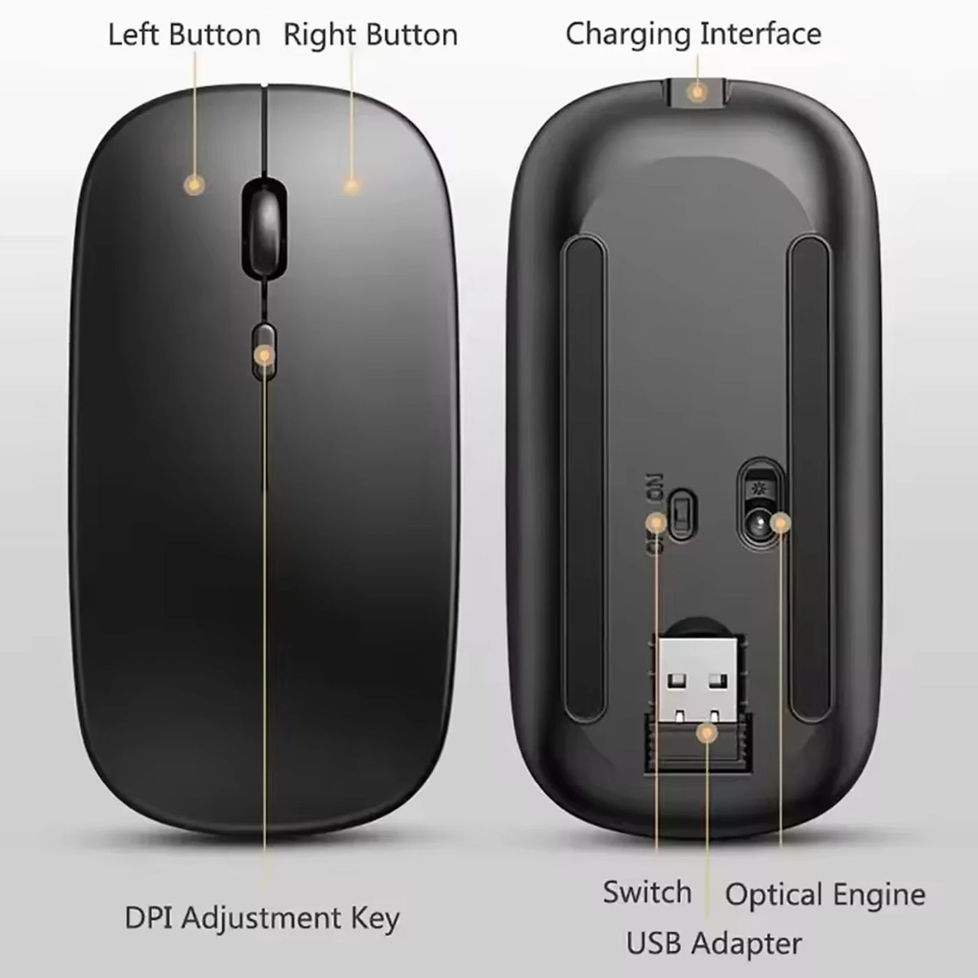 New Rechargeable Wireless Gaming Mouse Portable Ergonomic Quiet And Magical Suitable For Portable Computers Tablets IPAD Phone