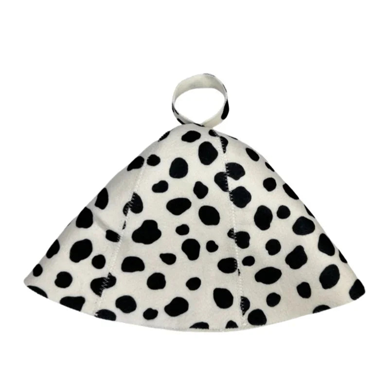 New Cute Russian Sauna Caps With Spot Printing Fashion Felt Sauna Hats with Hanging Loop