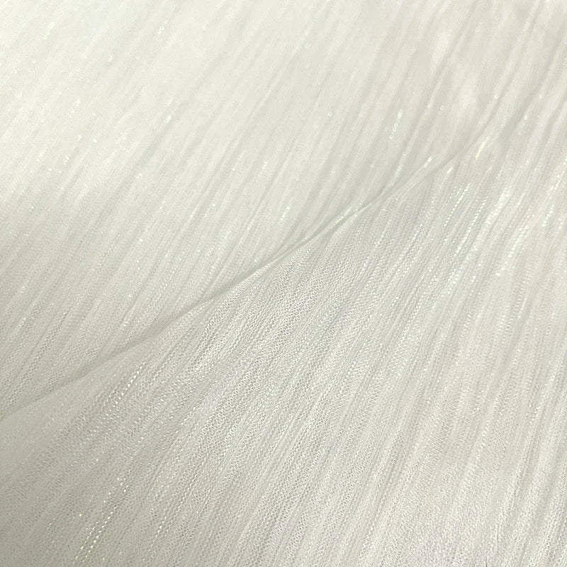 Soft Tulle Pleated Fabric Bark Wrinkle Texture By The Meter for Wedding Decoration Clothes Sewing Anti-wrinkle Cloth Glossy Gray