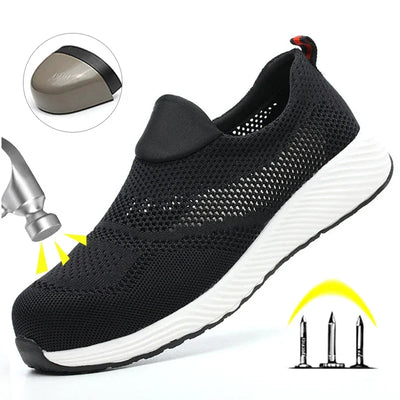 Steel Toe Anti-Puncture Men's Safety Shoes Summer Lightweight Breathable Work Safety Shoes Men Women Work Sneakers