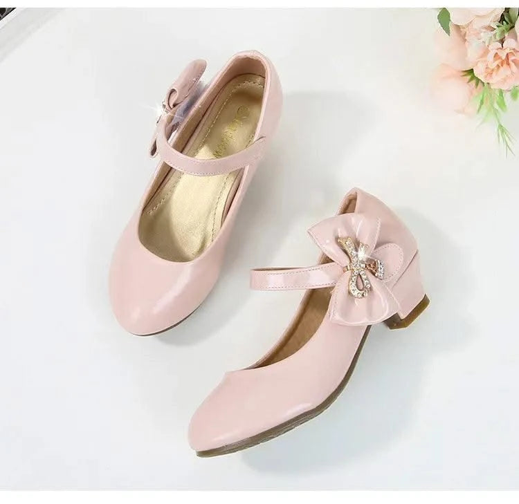 Children's Leather High Heels Shoes | Casual Soft Bottom Footwear Kids