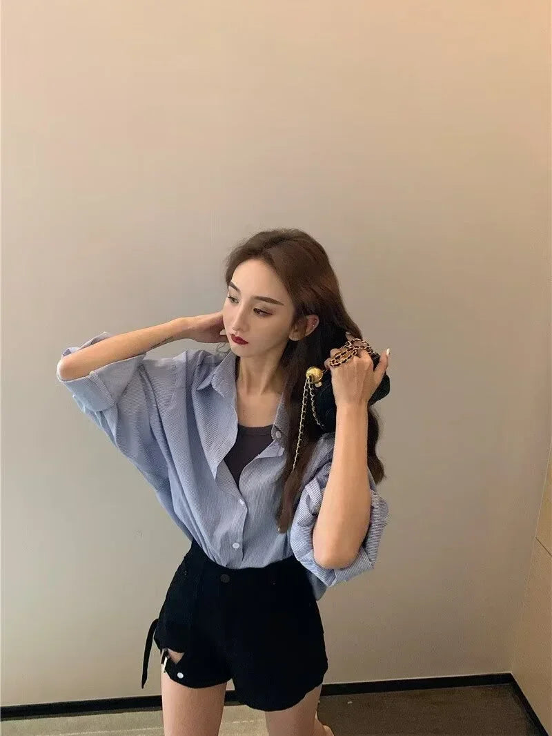 American style high street washed distressed high waisted slightly flared jeans for men and women, trendy brand, cool pants for