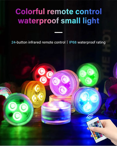 RGB LED Underwater Light With Remote Control Battery Powered 3LEDs Submersible Lamp Waterproof For Swimming Pool Garden Party