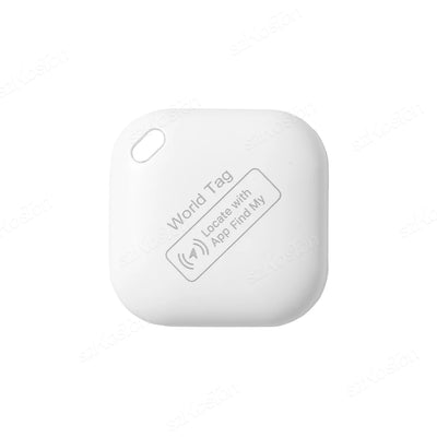 White square Bluetooth tracker with rounded edges, Apple Find My compatible