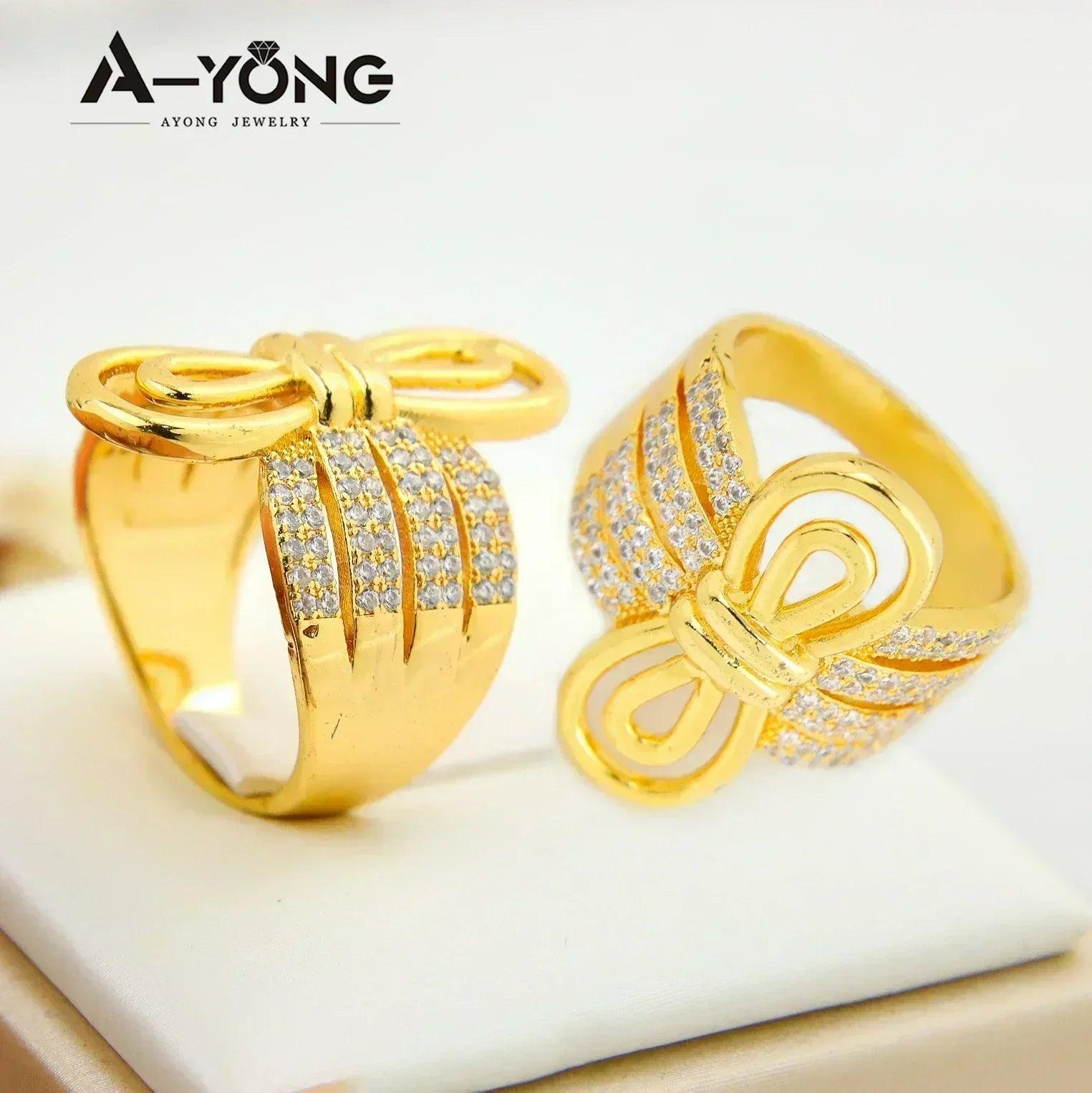 Luxury dubai gold color rings 21k plated fashion punk saudi middle east women vintage jewelry bridal wedding party gifts