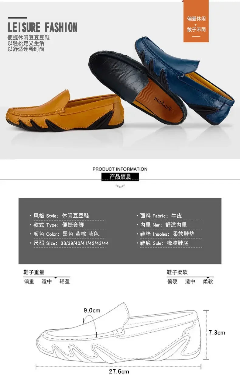 Autumn Shoes for Men Leather Casual Shoes Luxury Italian Men's Loafers Moccasins Breathable Black Versatile Driving Shoes 2024