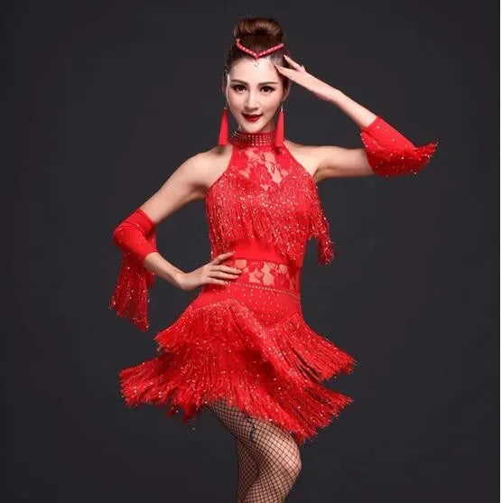 New Latin Dance Dress Women/Girls/Lady New Sexy Fringe Salsa/Ballroom/Tango/Cha Cha/Rumba/Samba/Latin Dresses For Dancing