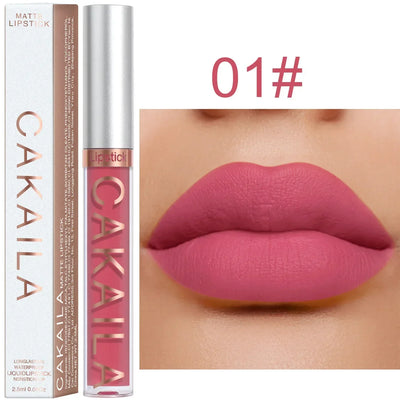 1PC Velvet Matte Lipstick Lip Gloss Light Red Liquid Lip Tint Cream Pigment Long Lasting Silky Texture Lips Women's Cosmetics