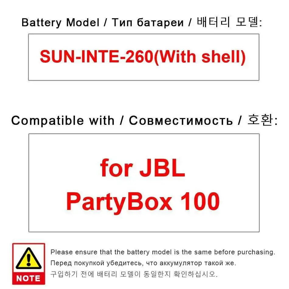 Speaker Battery Sun-Inte-260 With Shell For Jbl Partybox 100 Premium Replacement 2500Mah
